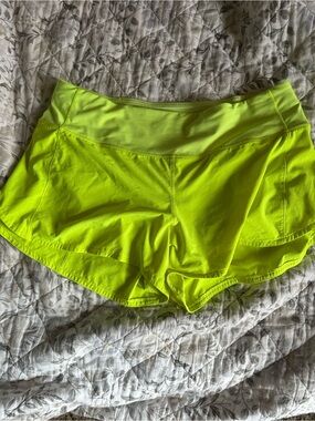 lululemon athletica Neon Yellow High-Waist Running Shorts